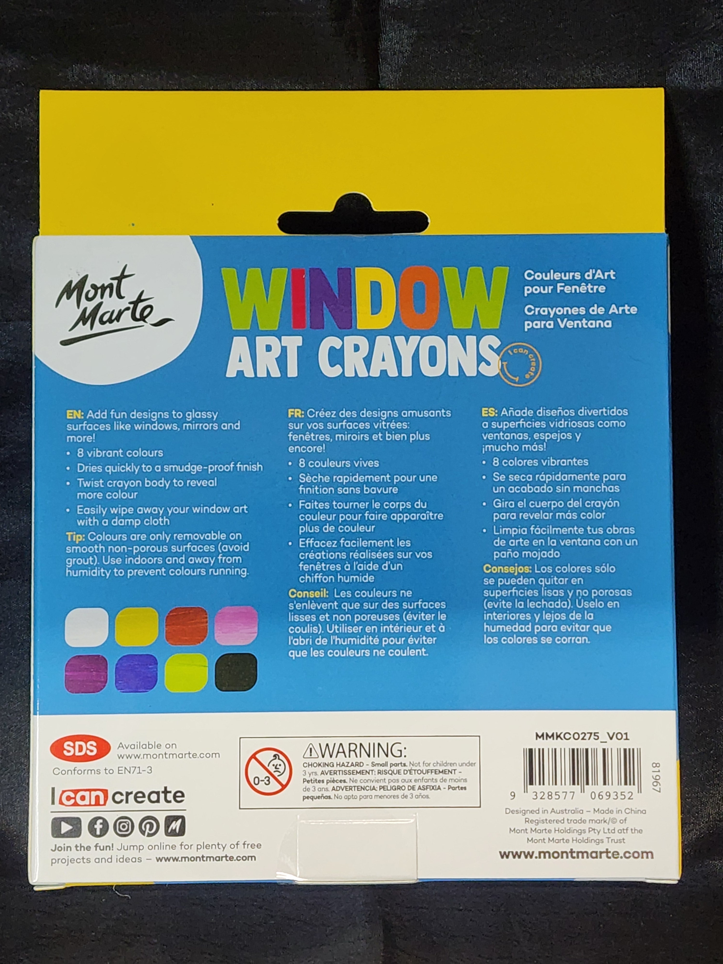 Mont Marte Window Art Crayons 8pc