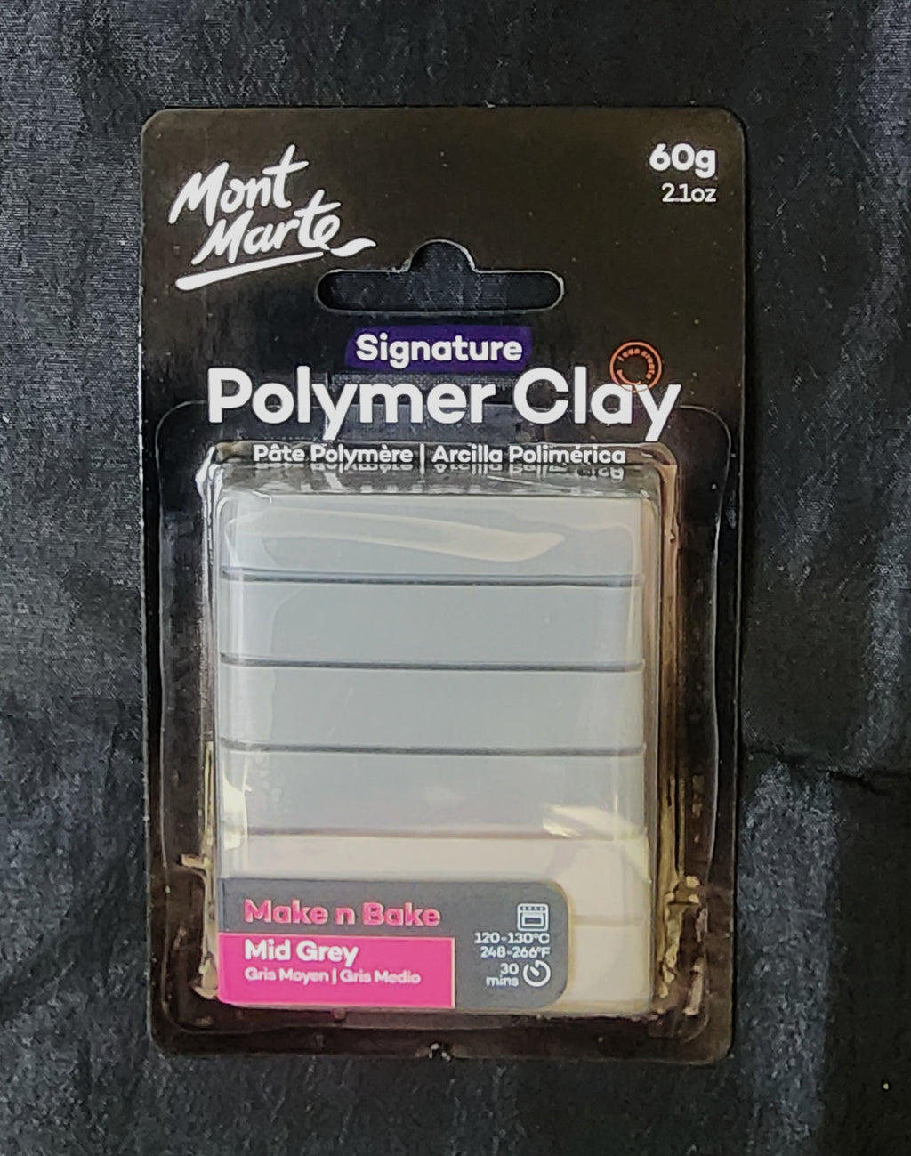 Mont Marte Make n Bake Polymer Clay 60g - Mid Grey