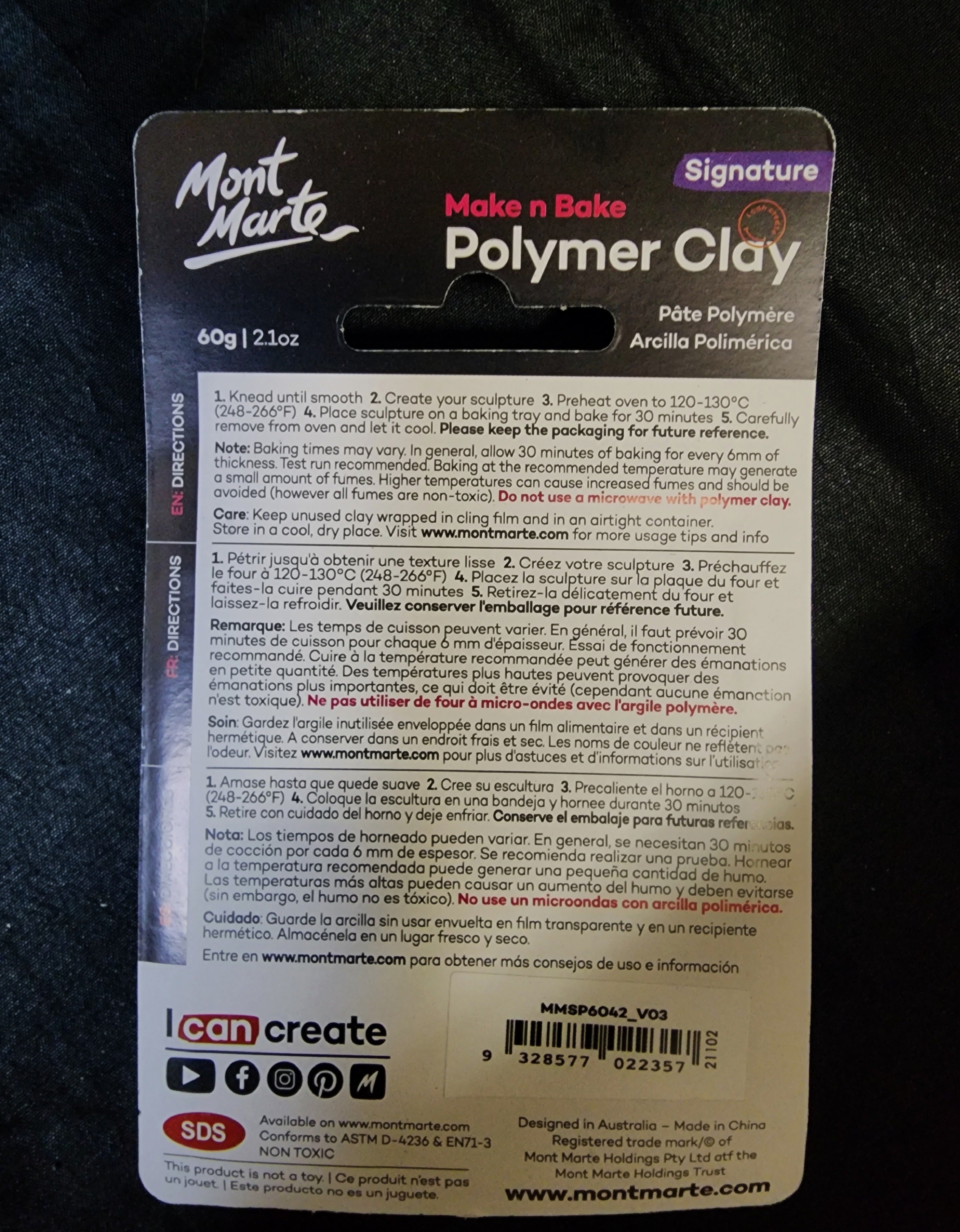 Mont Marte Make n Bake Polymer Clay 60g - Mint Green