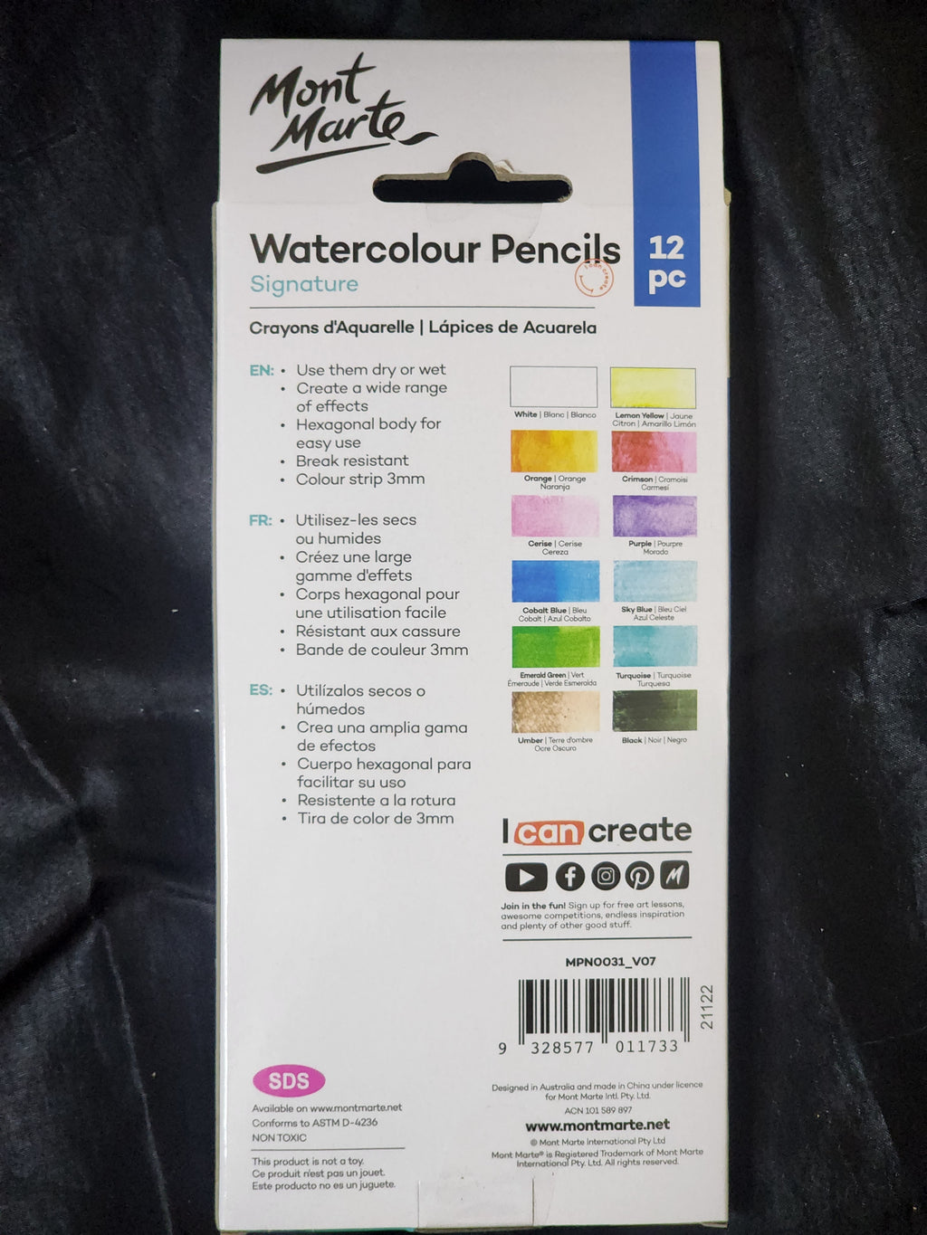Mont Marte Watercolour Pencils 12pc