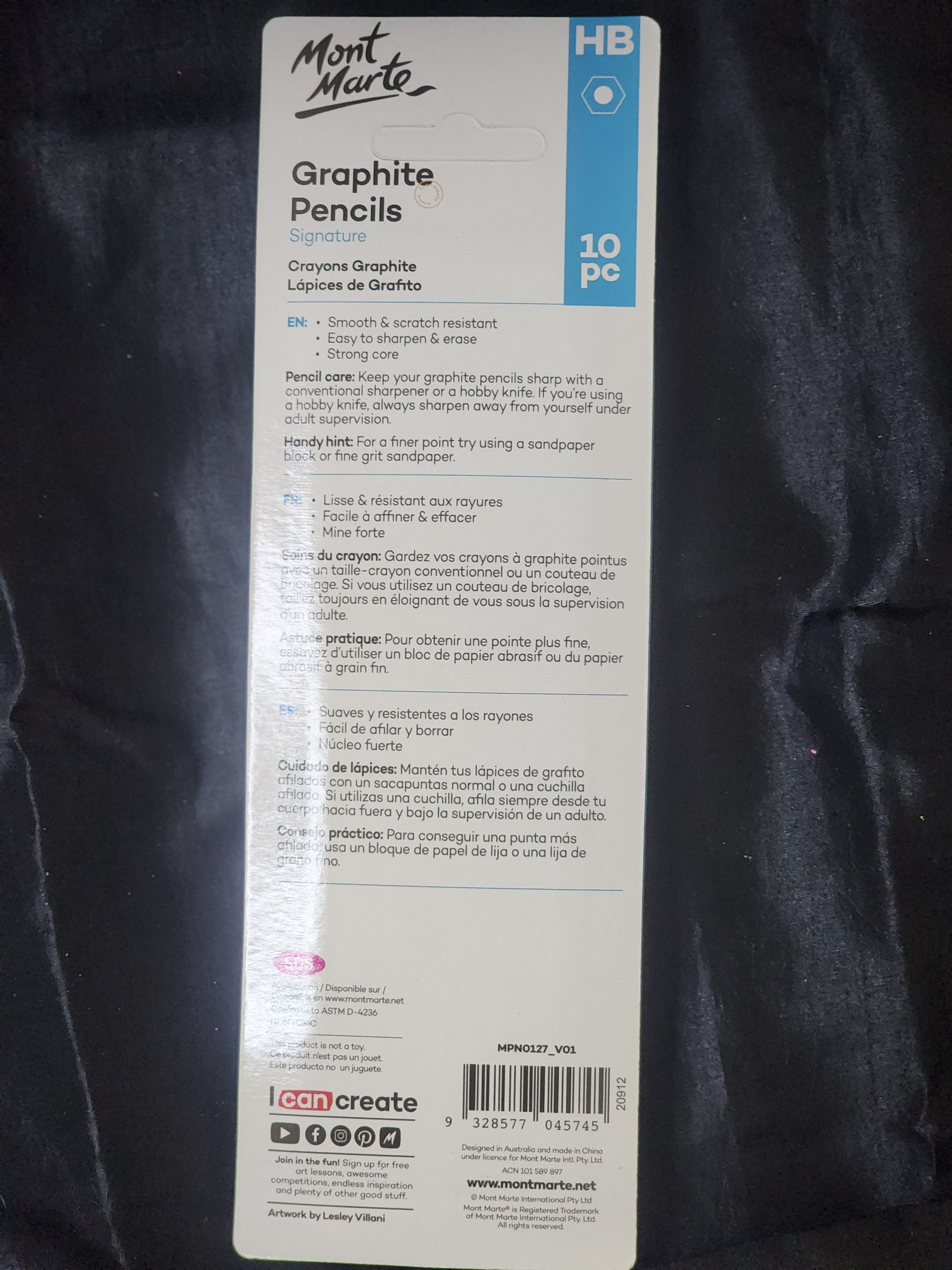 Mont Marte Graphite Pencils HB 10pc