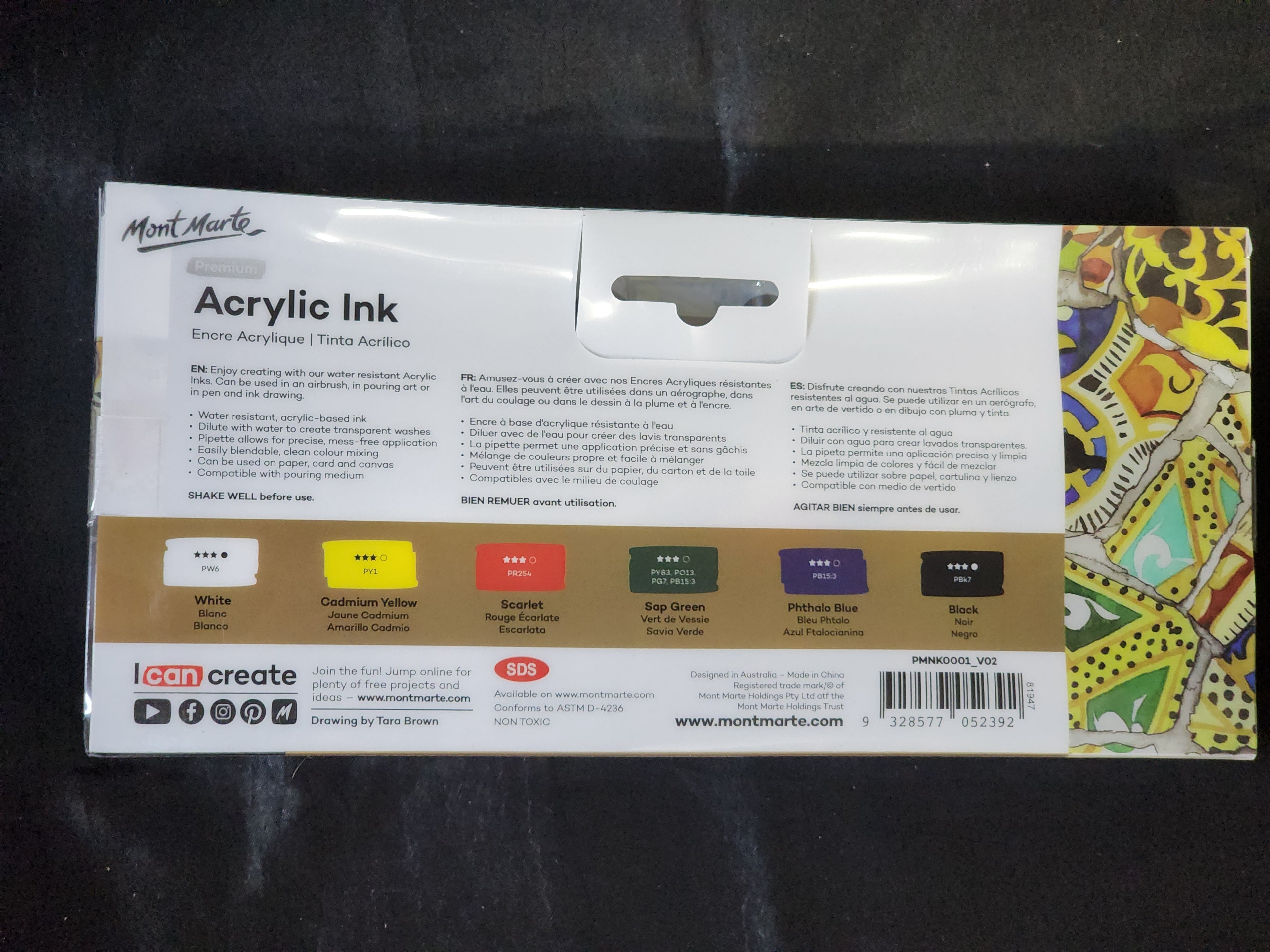 Mont Marte Acrylic Ink 6pc x 20ml
