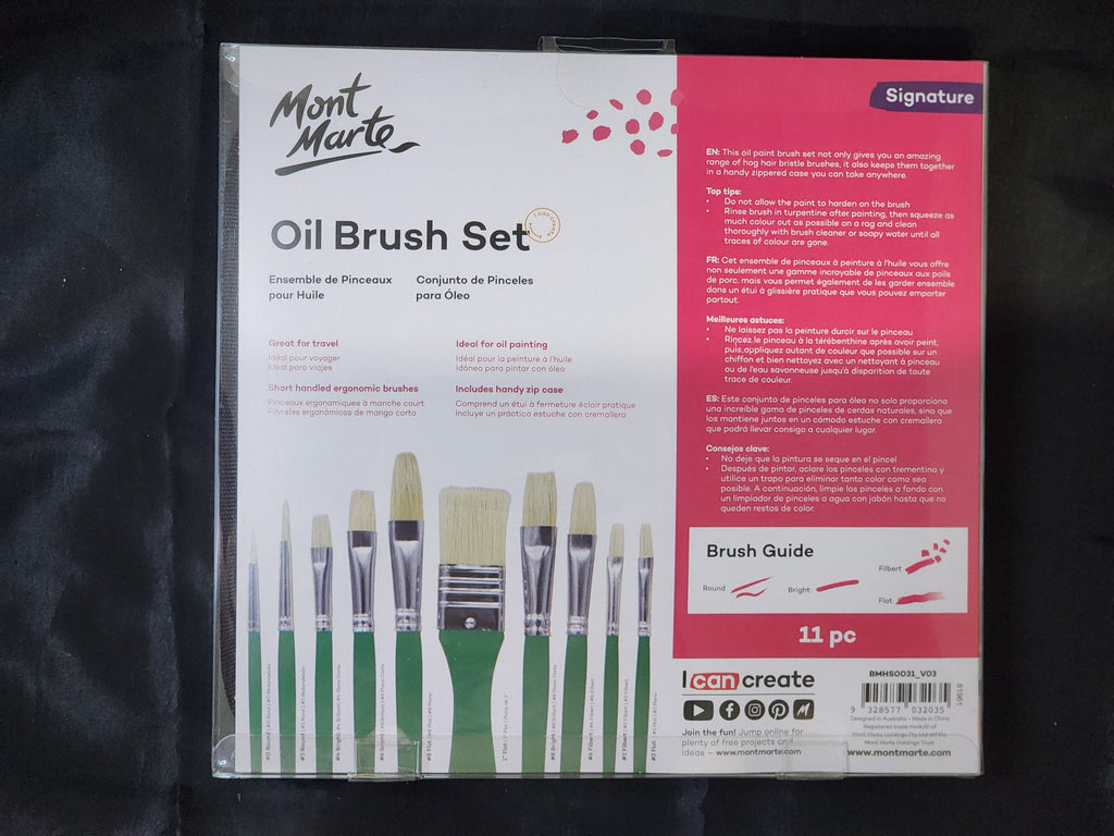 Mont Marte Brush Set in Wallet 11pc - Oil