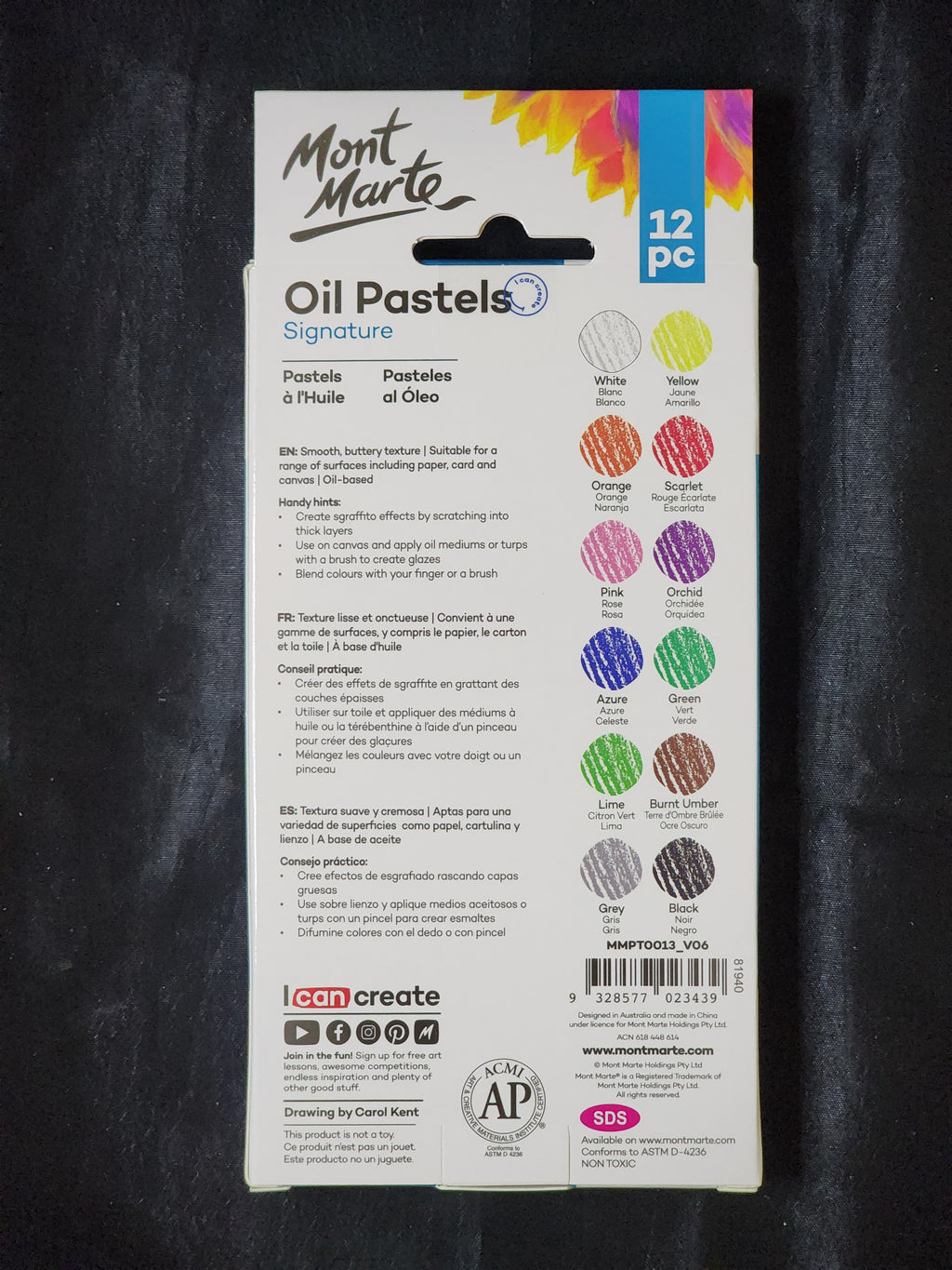Mont Marte Oil Pastels 12pc