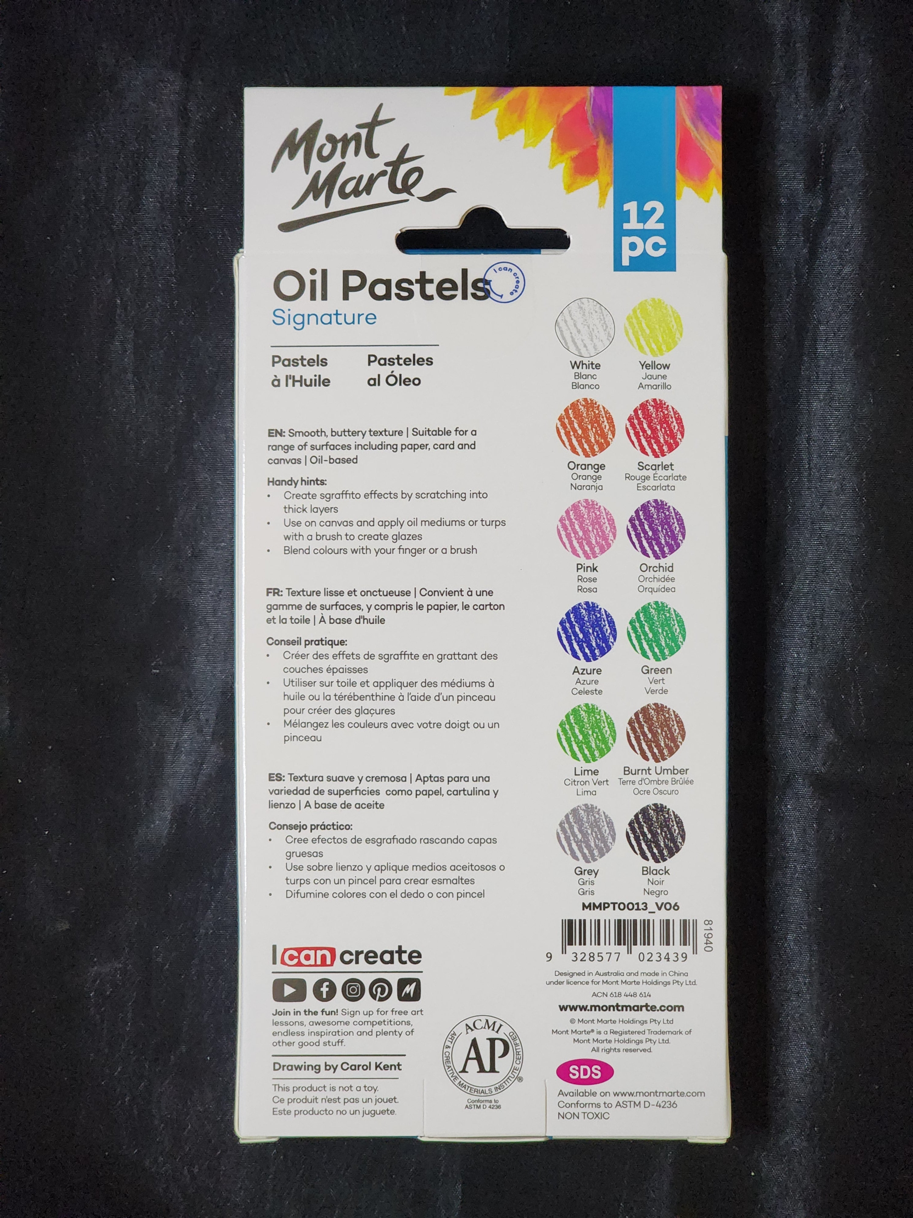 Mont Marte Oil Pastels 12pc