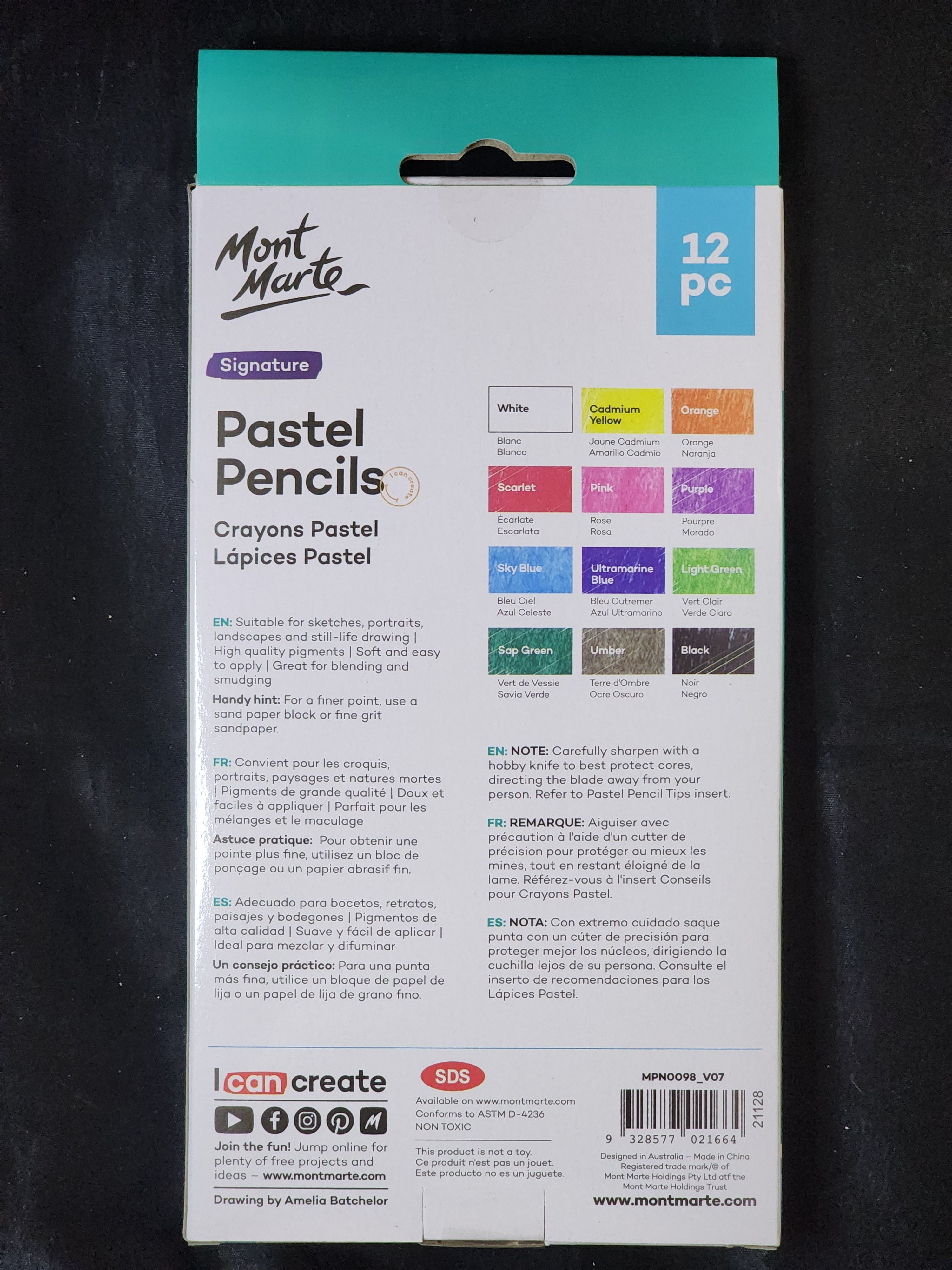 Mont Marte Pastel Pencils 12pc