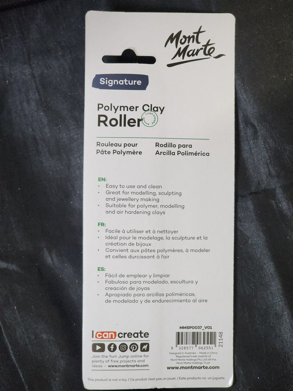 Mont Marte Polymer Clay Roller Clear