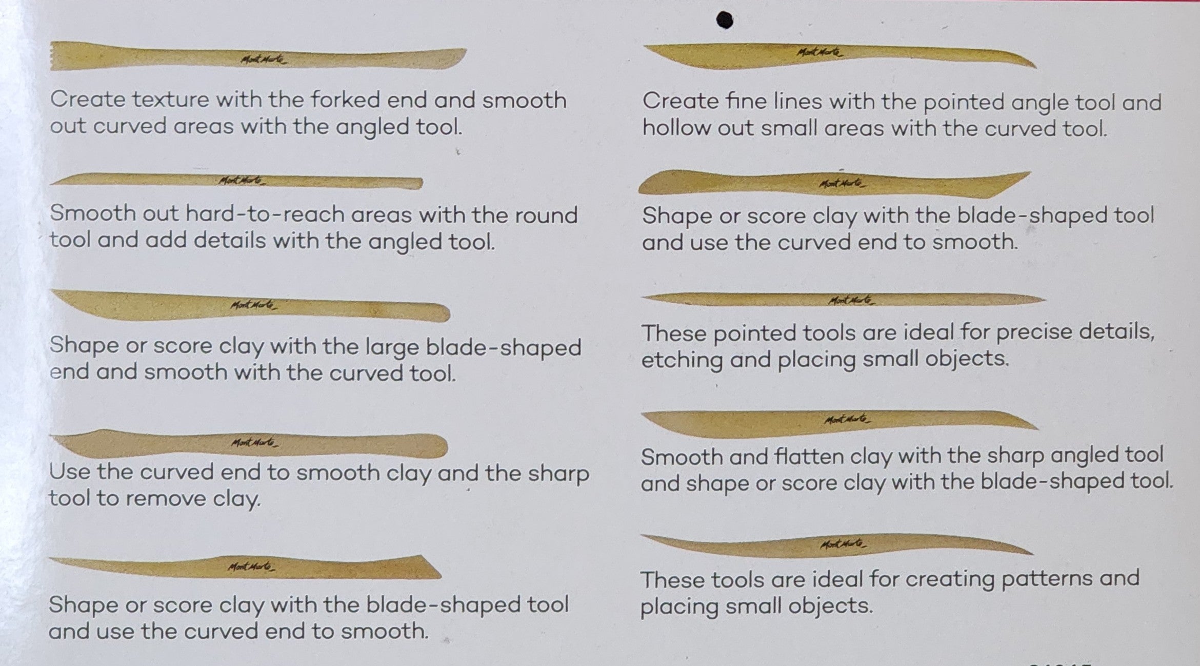 Mont Marte Mini Modelling Tools Boxwood 10pc