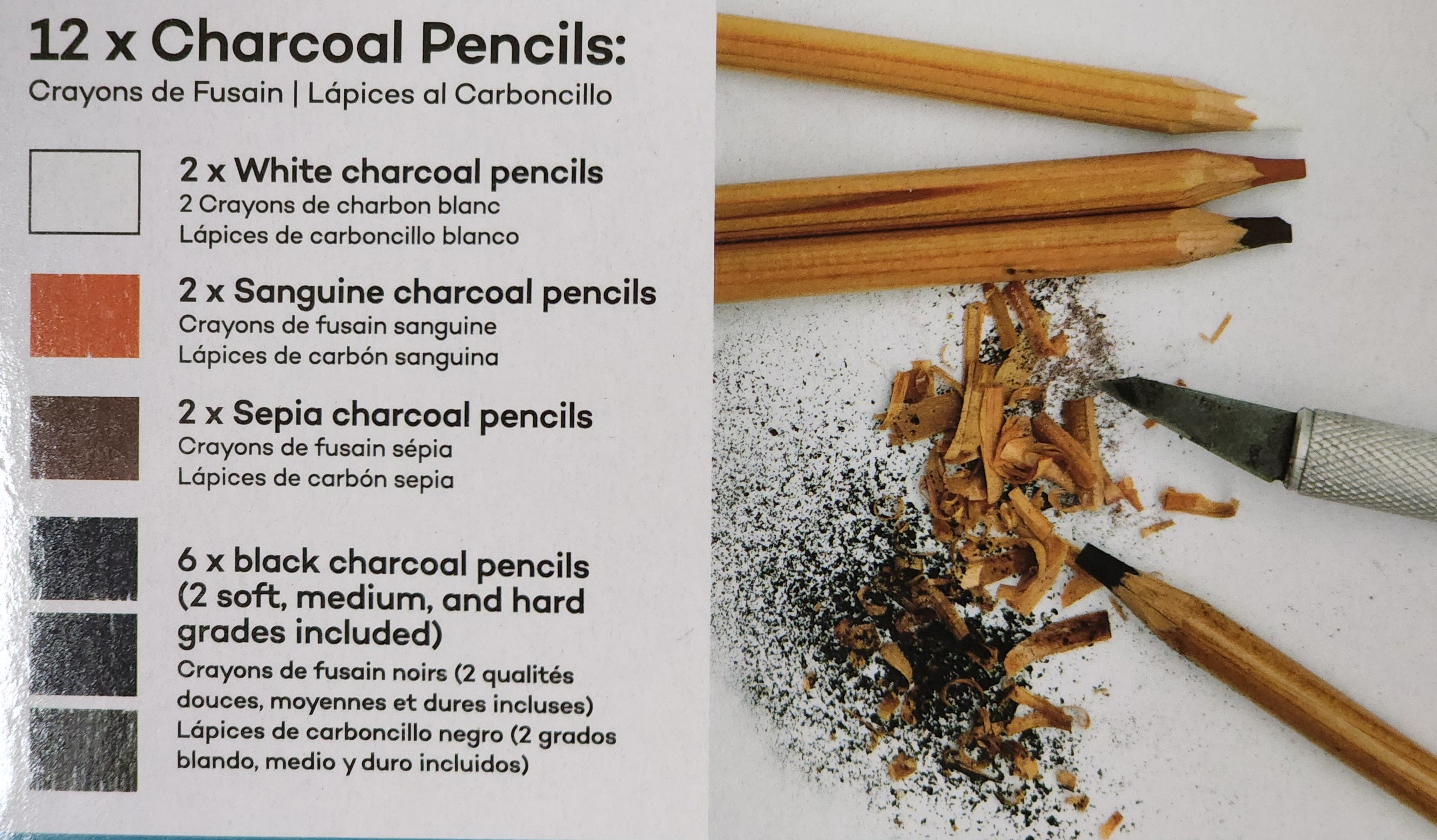Mont Marte Coloured Charcoal Pencils 12pc