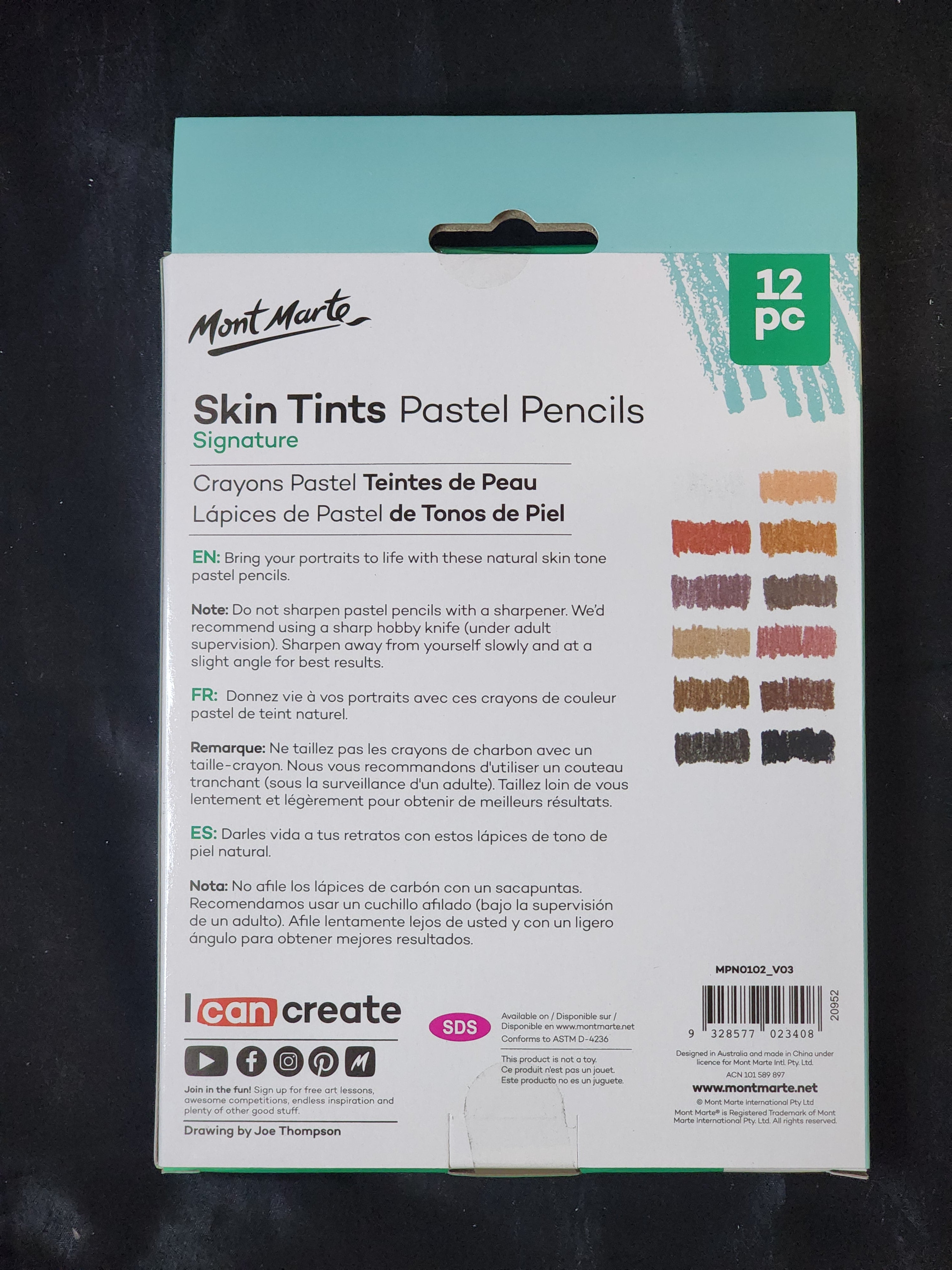 Mont Marte Skin Tints Pastel Pencils 12pc
