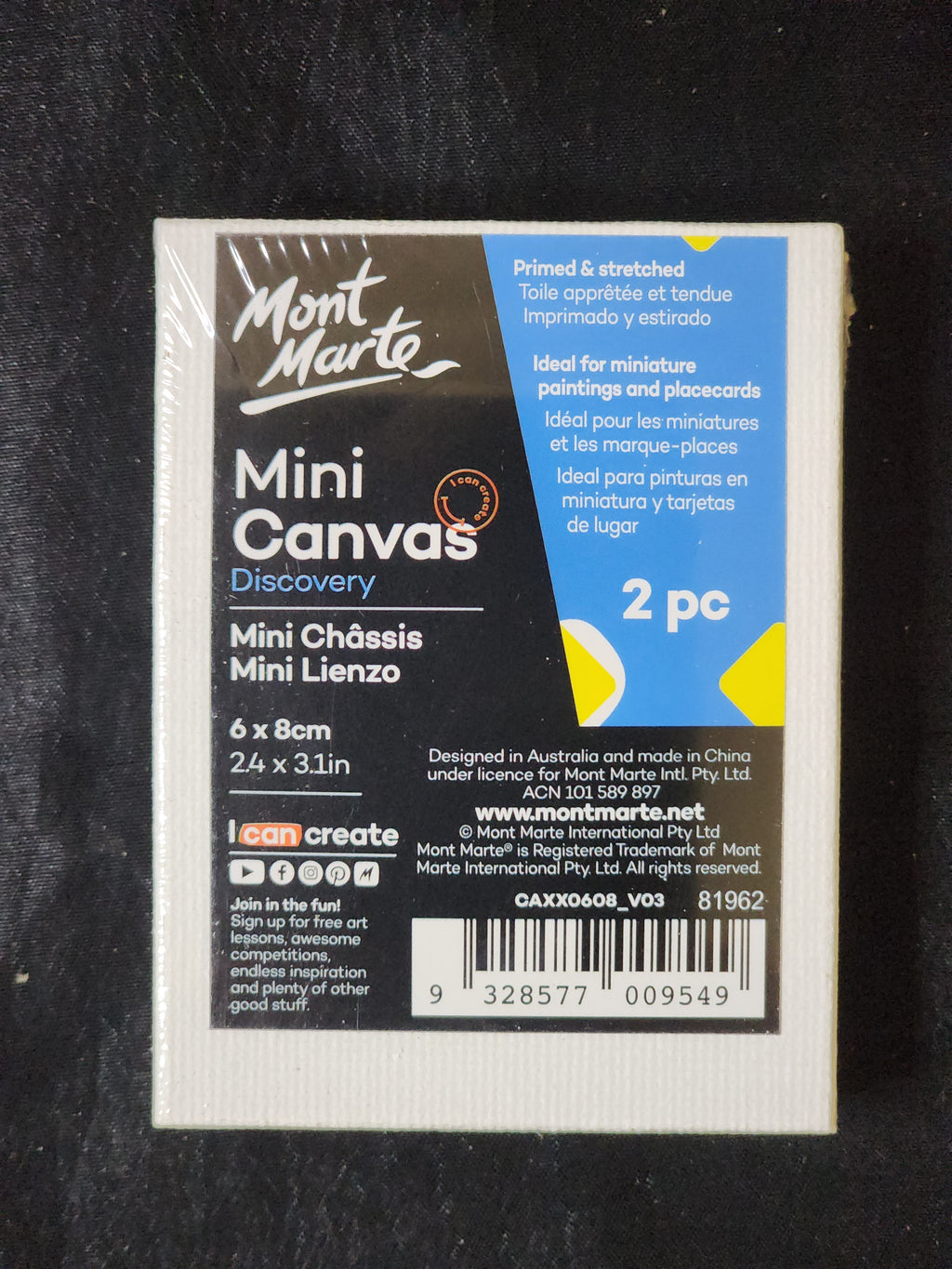 Mont Marte Mini Canvas 6 x 8cm - 2pc