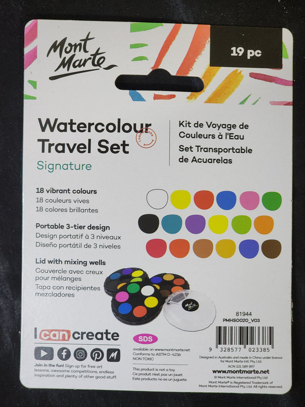 Mont Marte Watercolours Travel Set 19pc