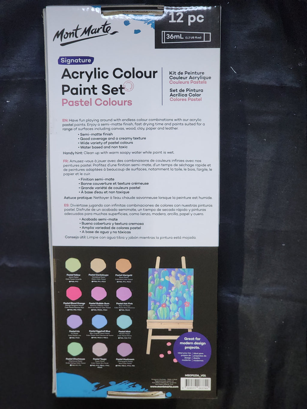 Mont Marte Acrylic Colour Pastel Colours 12pc x 36ml