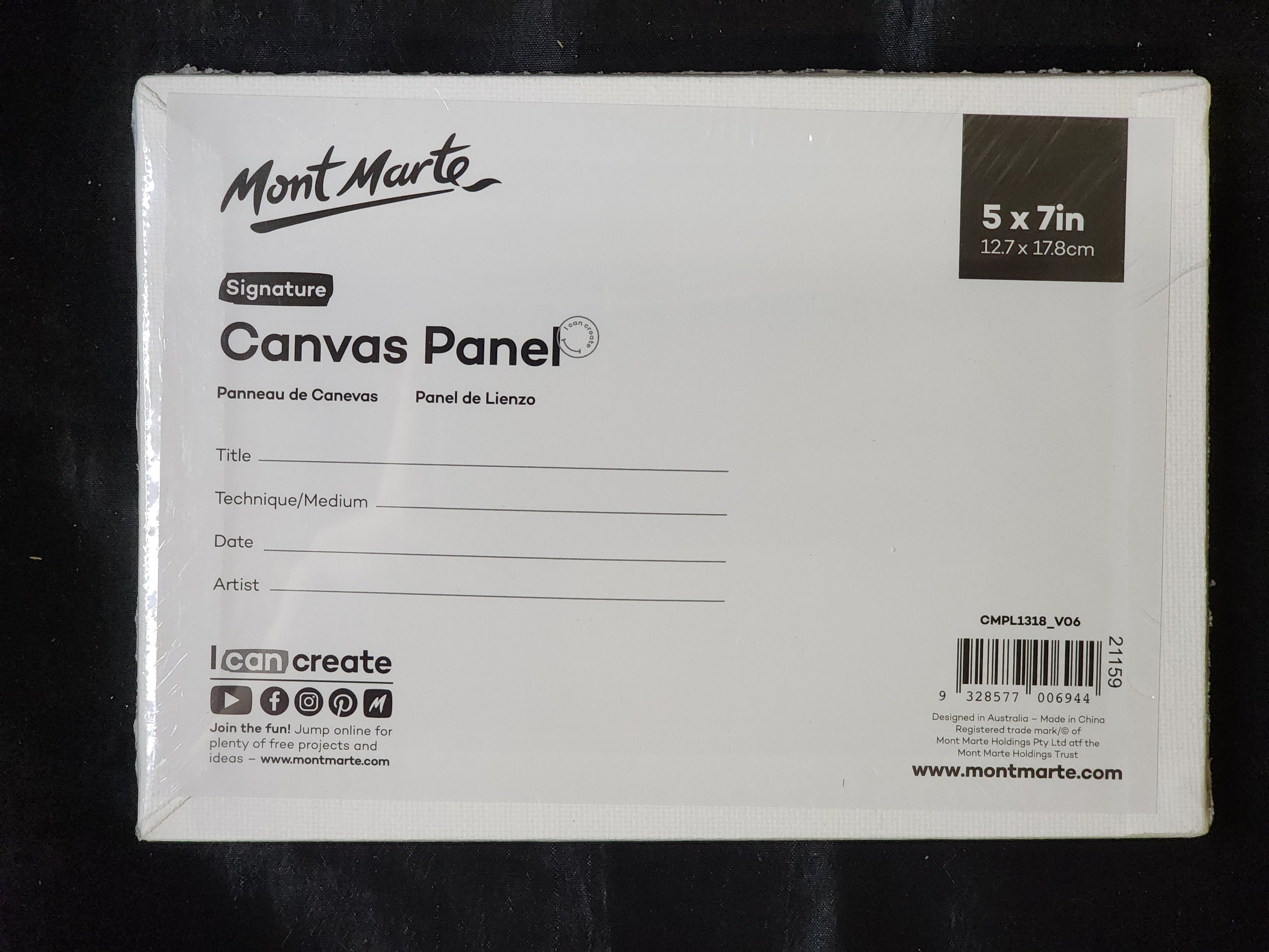 Mont Marte Canvas Panel 12.7 x 17.8cm - 3pc