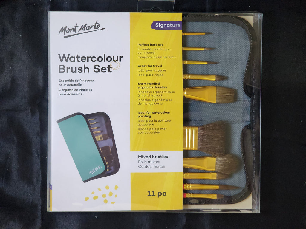 Mont Marte Brush Set in Wallet 11pc - Watercolour