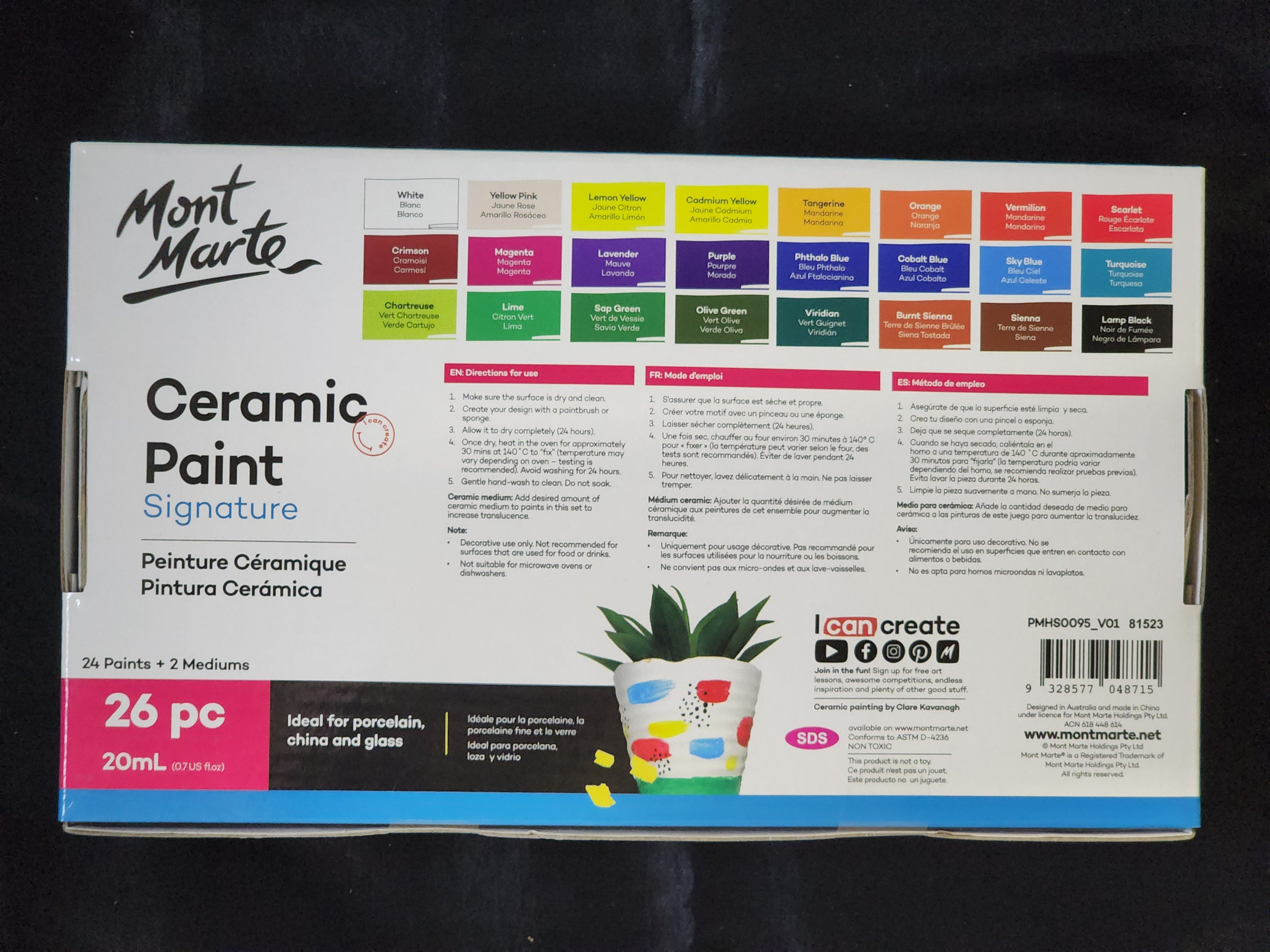 Mont Marte Ceramic Liquid Paint 26pc x 20ml
