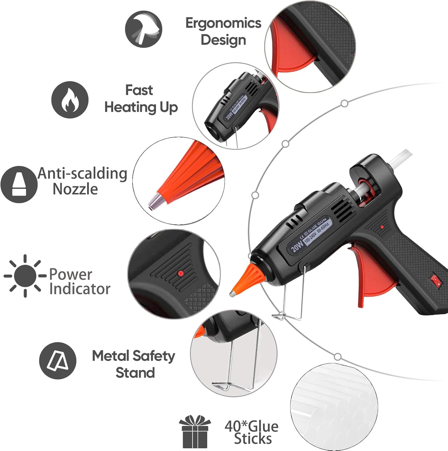 Hot Glue Gun Kit with 40 Glue Sticks