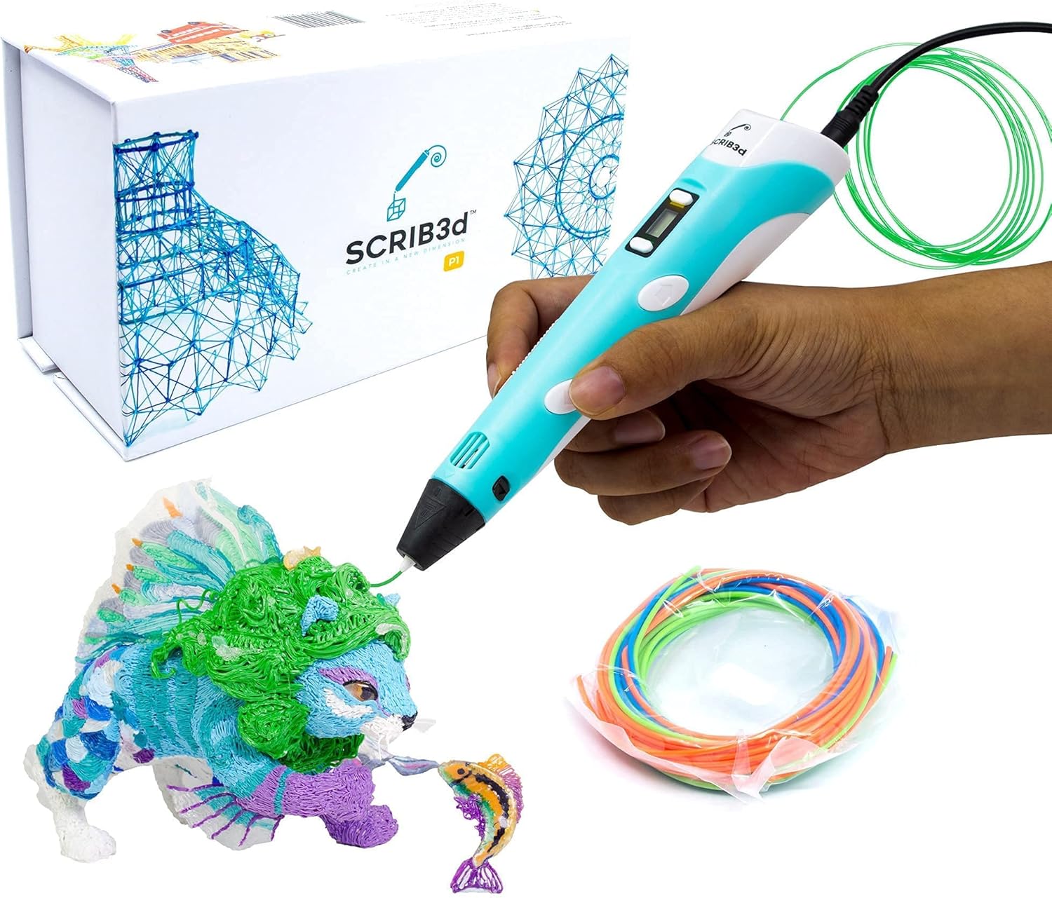 SCRIB3D P1 3D Printing Pen, with 3 Printer Filaments Included!