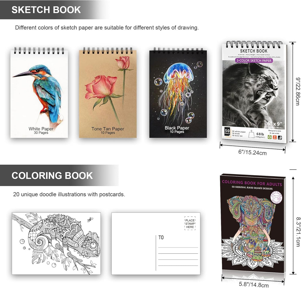 HIFORNY 100pc Drawing and Sketching Set