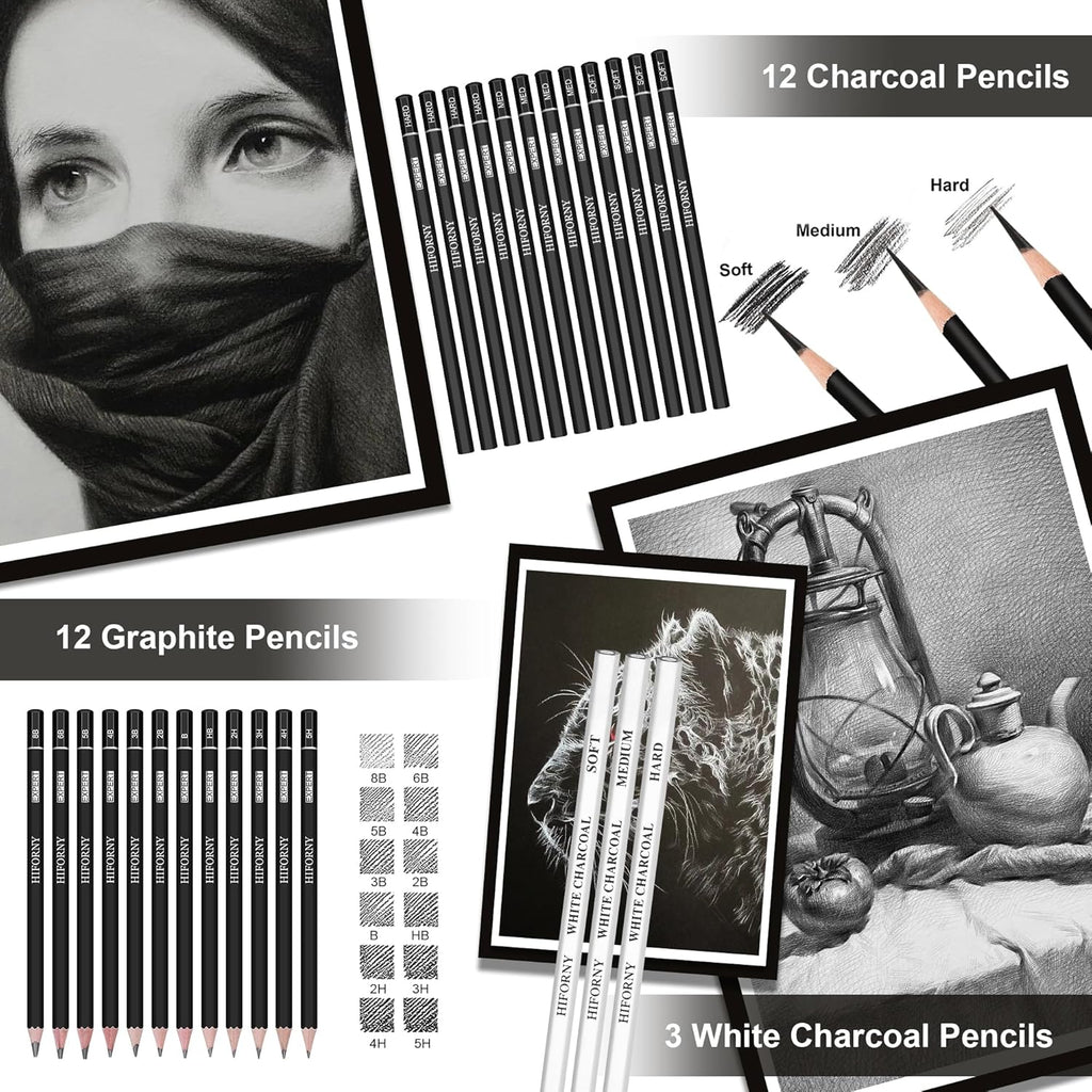HIFORNY 100pc Drawing and Sketching Set