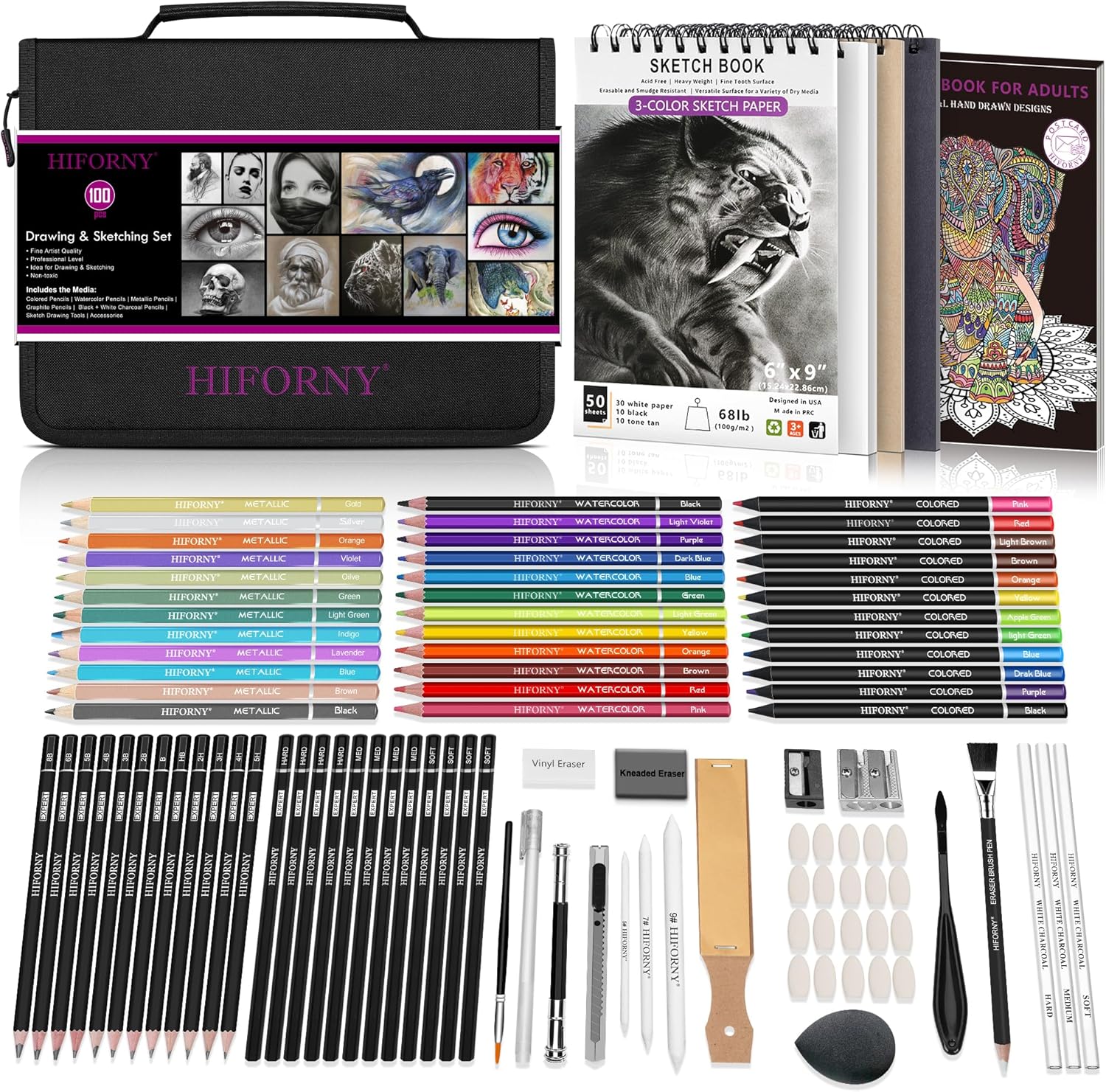 HIFORNY 100pc Drawing and Sketching Set