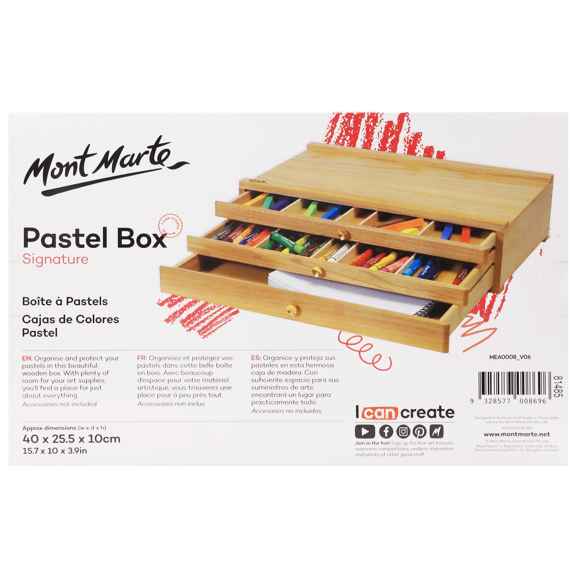 Mont Marte Pastel Box - 3 Drawers