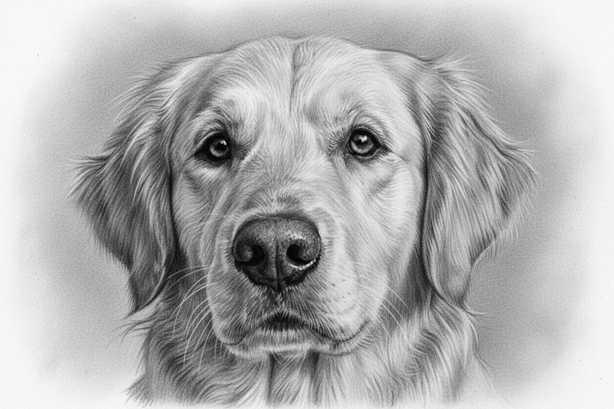 Pet portrait made with graphite pencils