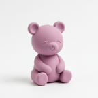 polymer clay bear in lilac pink colour