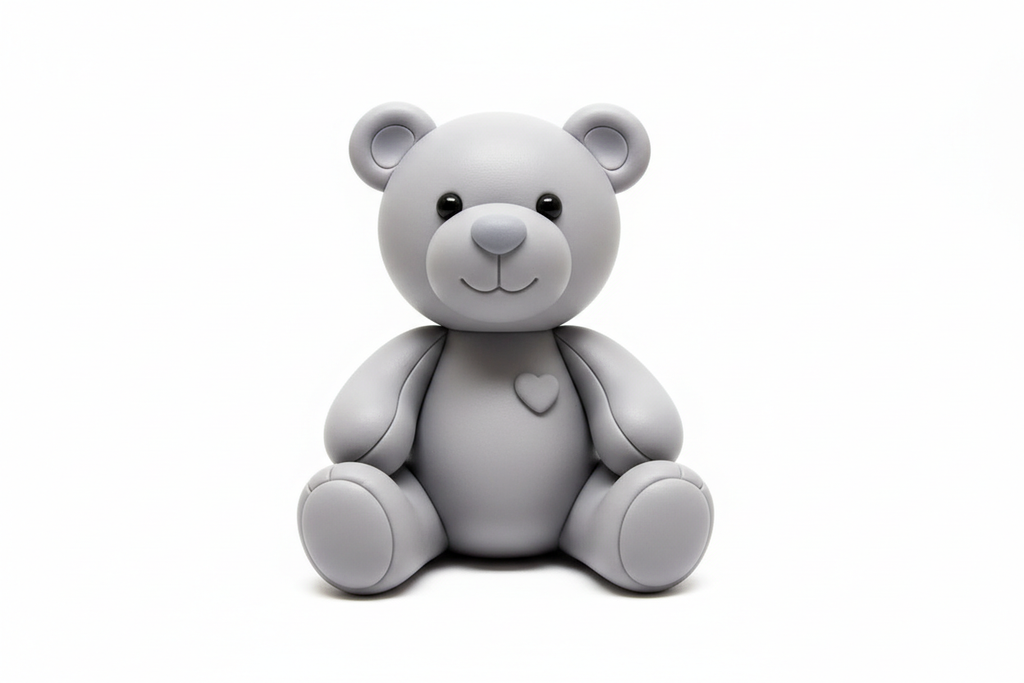 polymer clay grey teddy bear