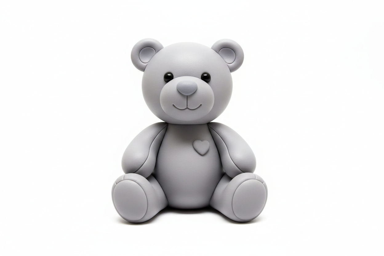 polymer clay grey teddy bear